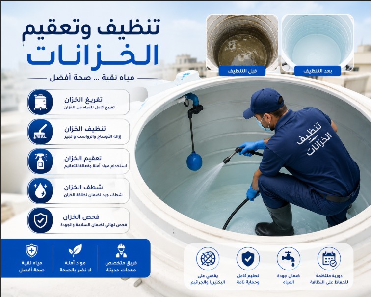تنظيف وتعقيم الخزانات